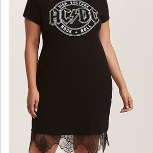 Torrid AC/DC Graphic Lace Trim T-Shirt Dress